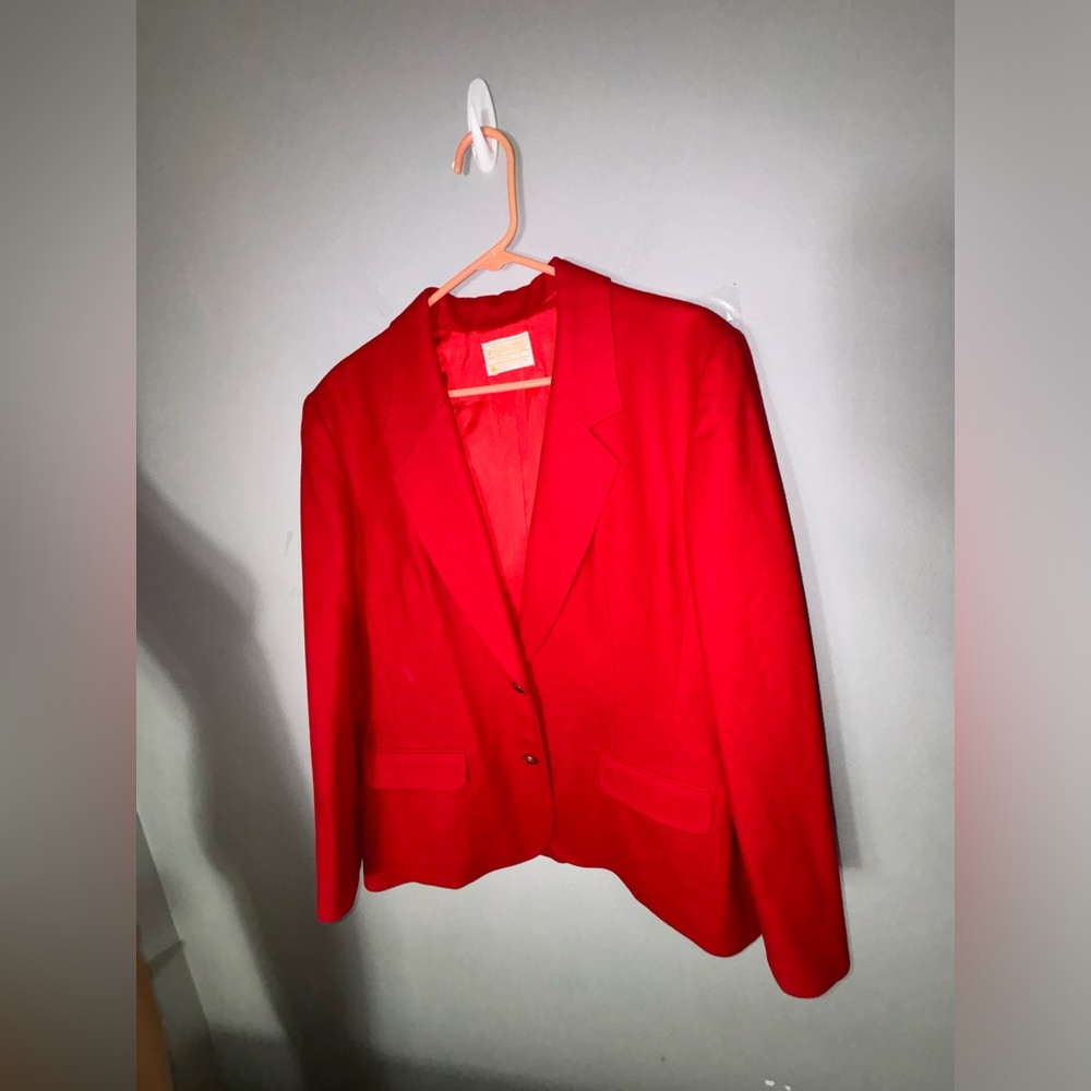 Pendleton Red Blazer Jacket 100% Virgin Wool Sz 1… - image 1